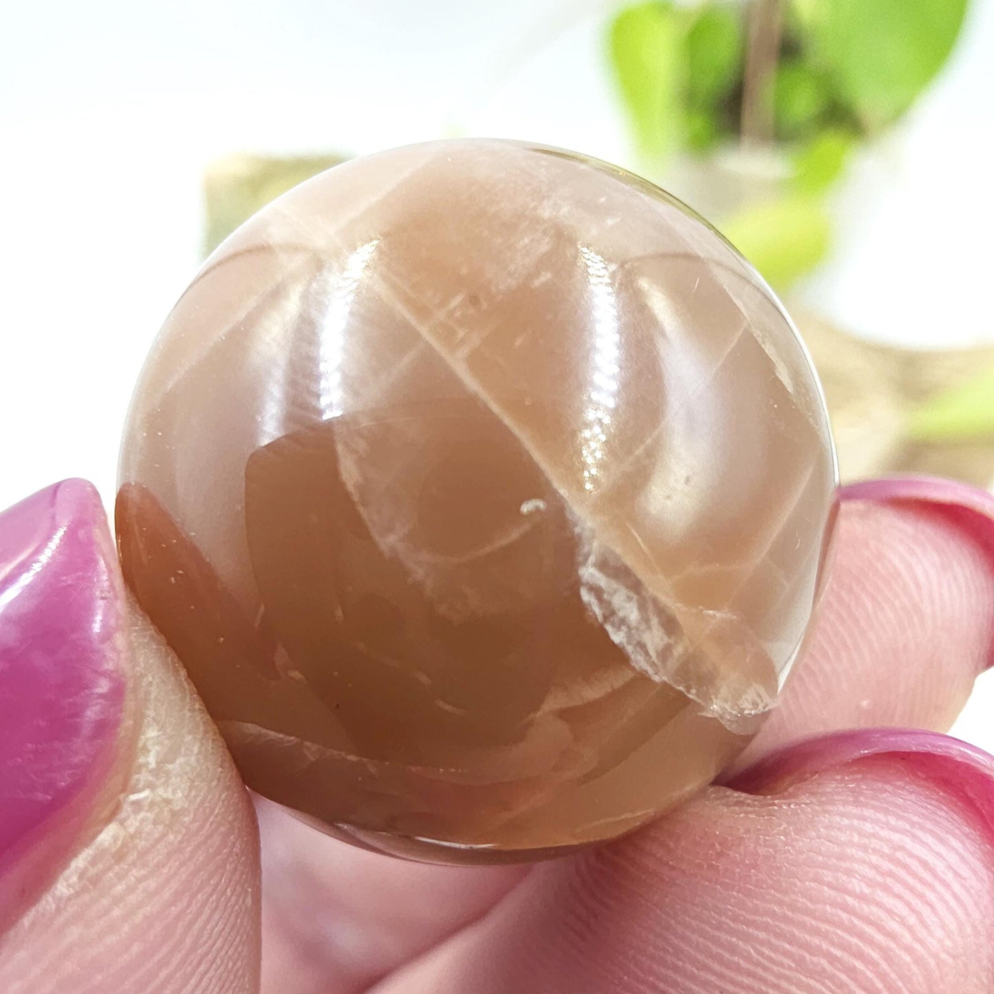 Peach Moonstone Sphere – Intuition, Emotional Balance & Sacral Chakra Crystal, 26mm