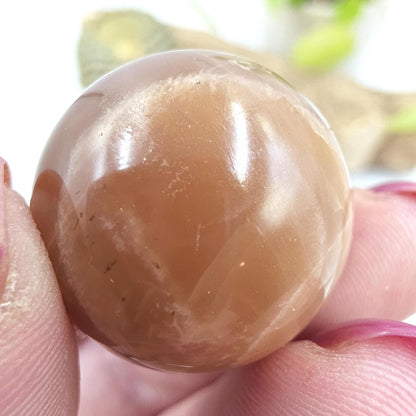 Peach Moonstone Sphere – Intuition, Emotional Balance & Sacral Chakra Crystal, 26mm