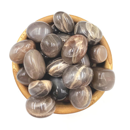 Black Grey Moonstone Tumble Stones – Protection, Intuition and Root & Third Eye Chakra Crystal, 2-3cm