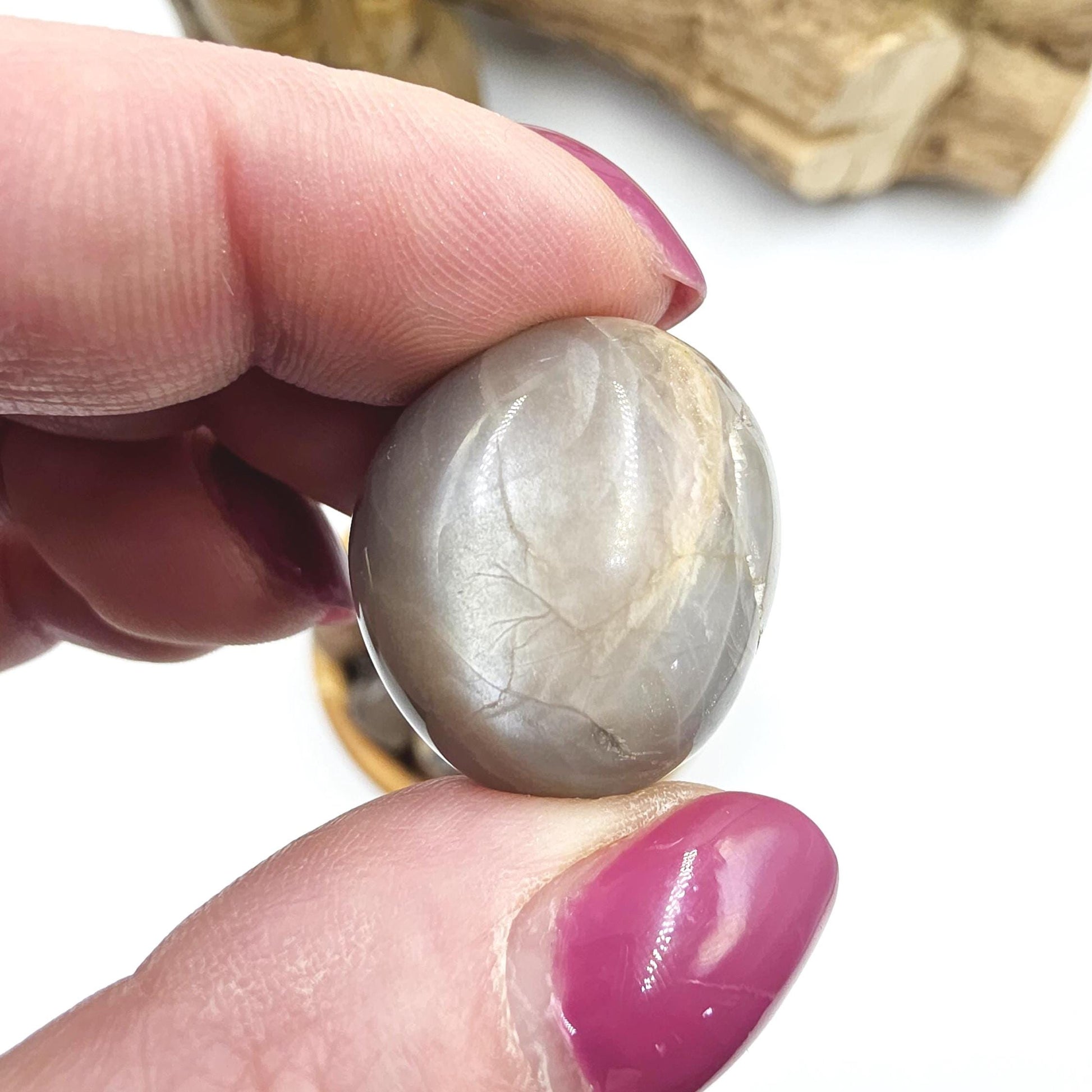 Black Grey Moonstone Tumble Stones – Protection, Intuition and Root & Third Eye Chakra Crystal, 2-3cm