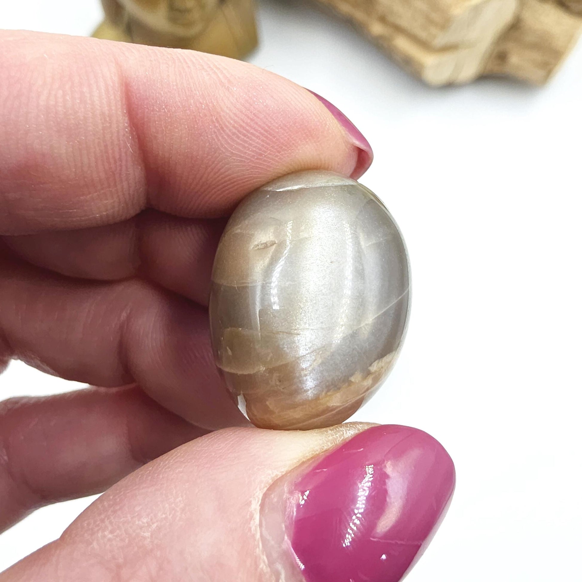 Black Grey Moonstone Tumble Stones – Protection, Intuition and Root & Third Eye Chakra Crystal, 2-3cm