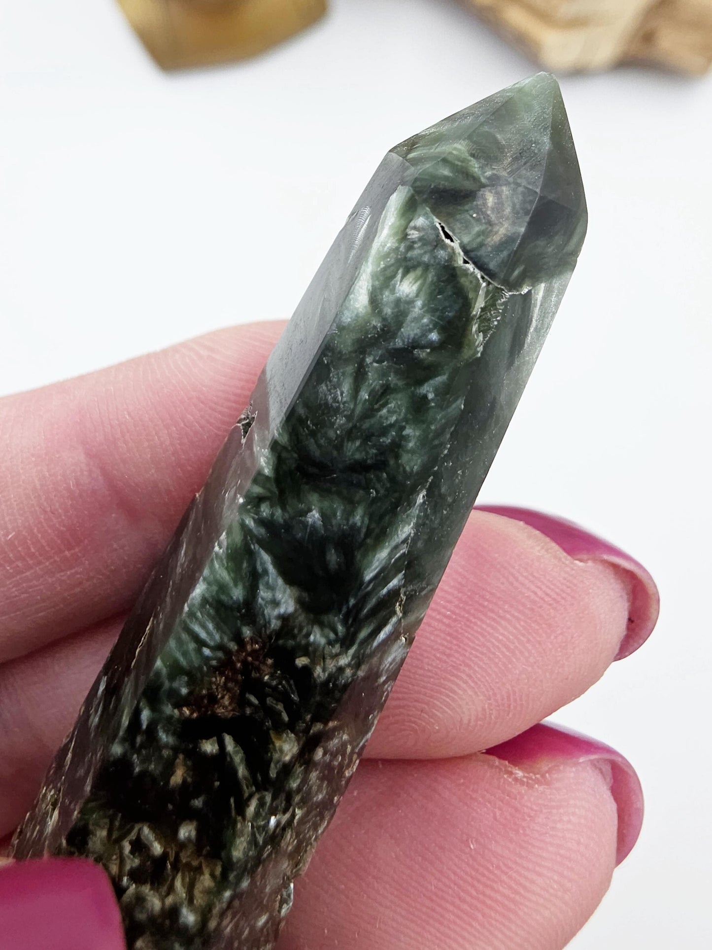 Seraphinite Tower – Healing, Spiritual Connection & Heart Chakra Crystal, 6cm