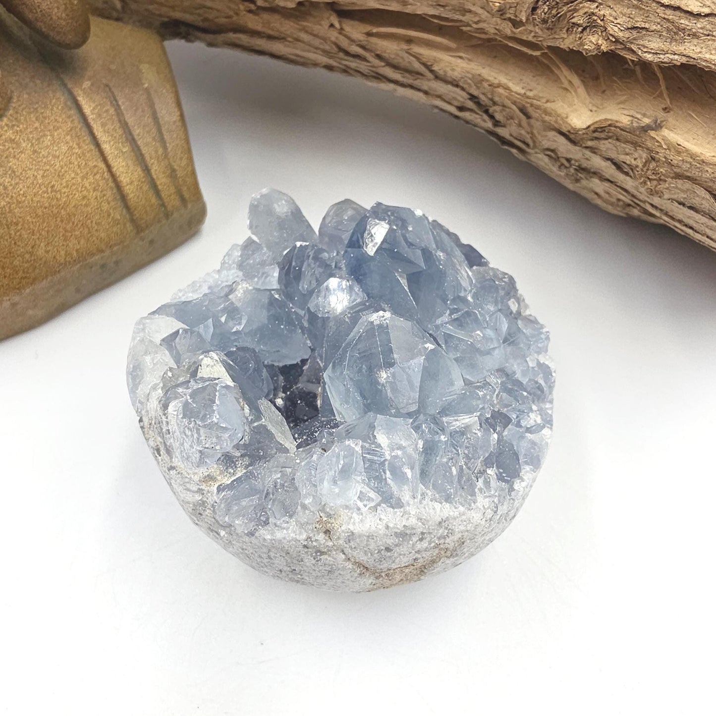 Round Raw Celestite Cluster Specimen – Calm, Spiritual Connection & Crown Chakra Crystal, 300g