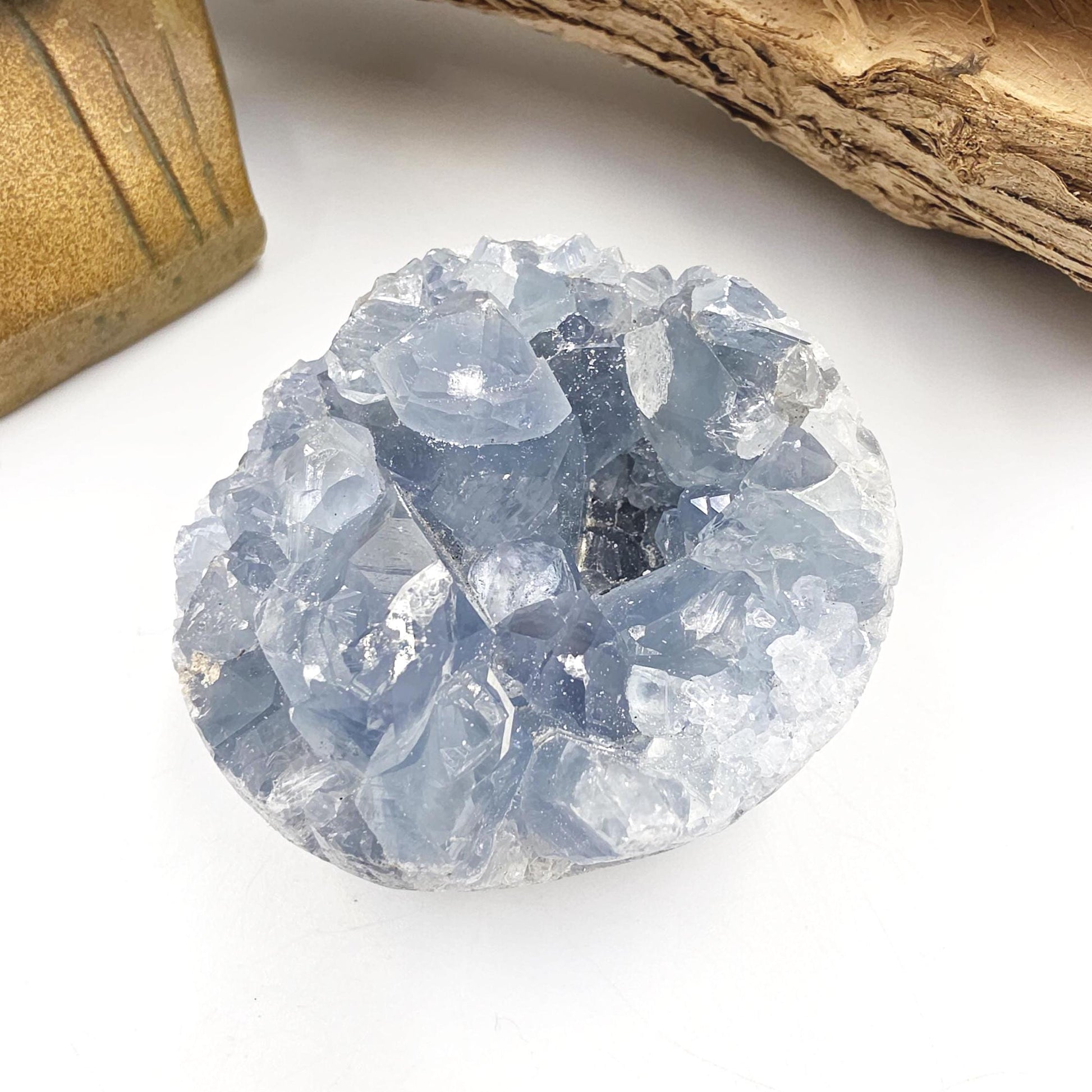 Round Raw Celestite Cluster Specimen – Calm, Spiritual Connection & Crown Chakra Crystal, 300g