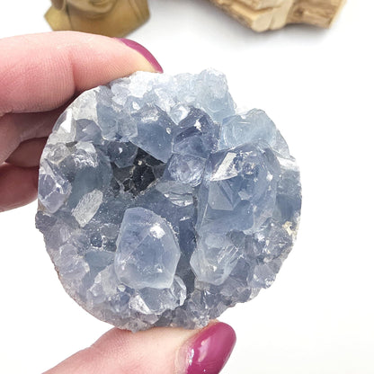 Round Raw Celestite Cluster Specimen – Calm, Spiritual Connection & Crown Chakra Crystal, 300g