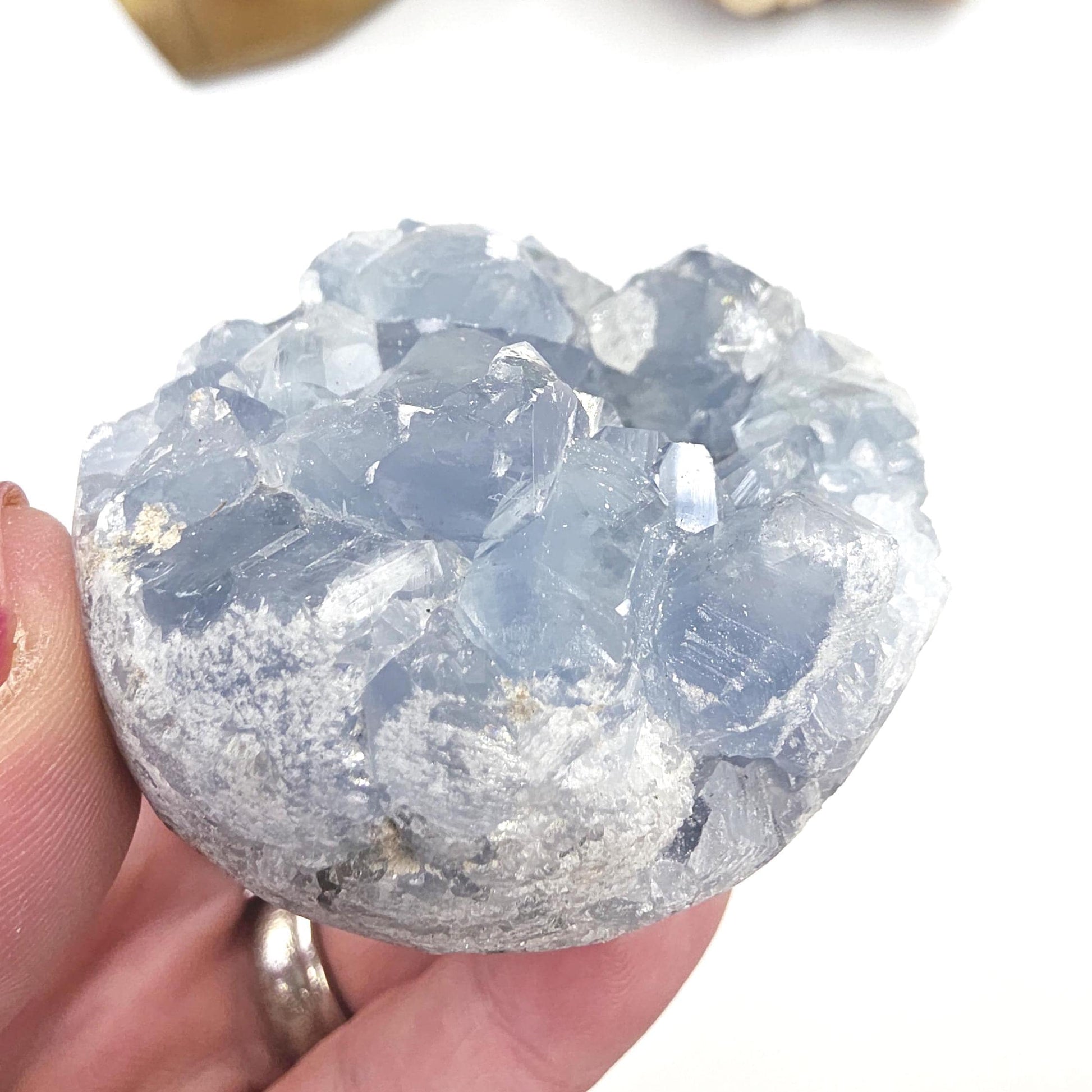 Round Raw Celestite Cluster Specimen – Calm, Spiritual Connection & Crown Chakra Crystal, 300g