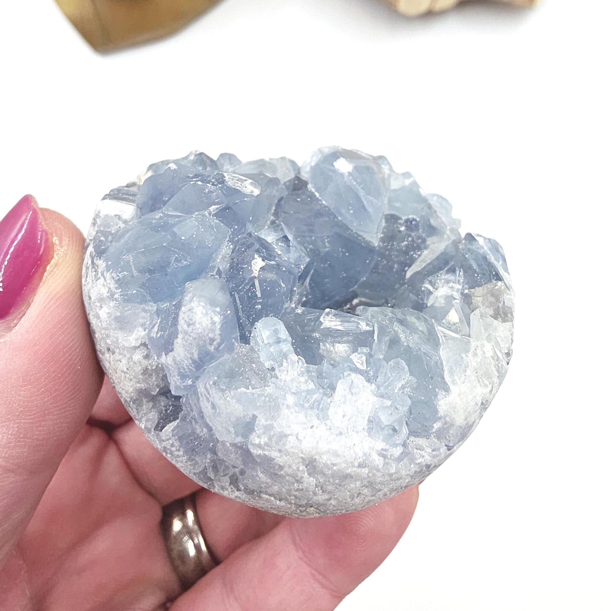 Round Raw Celestite Cluster Specimen – Calm, Spiritual Connection & Crown Chakra Crystal, 300g