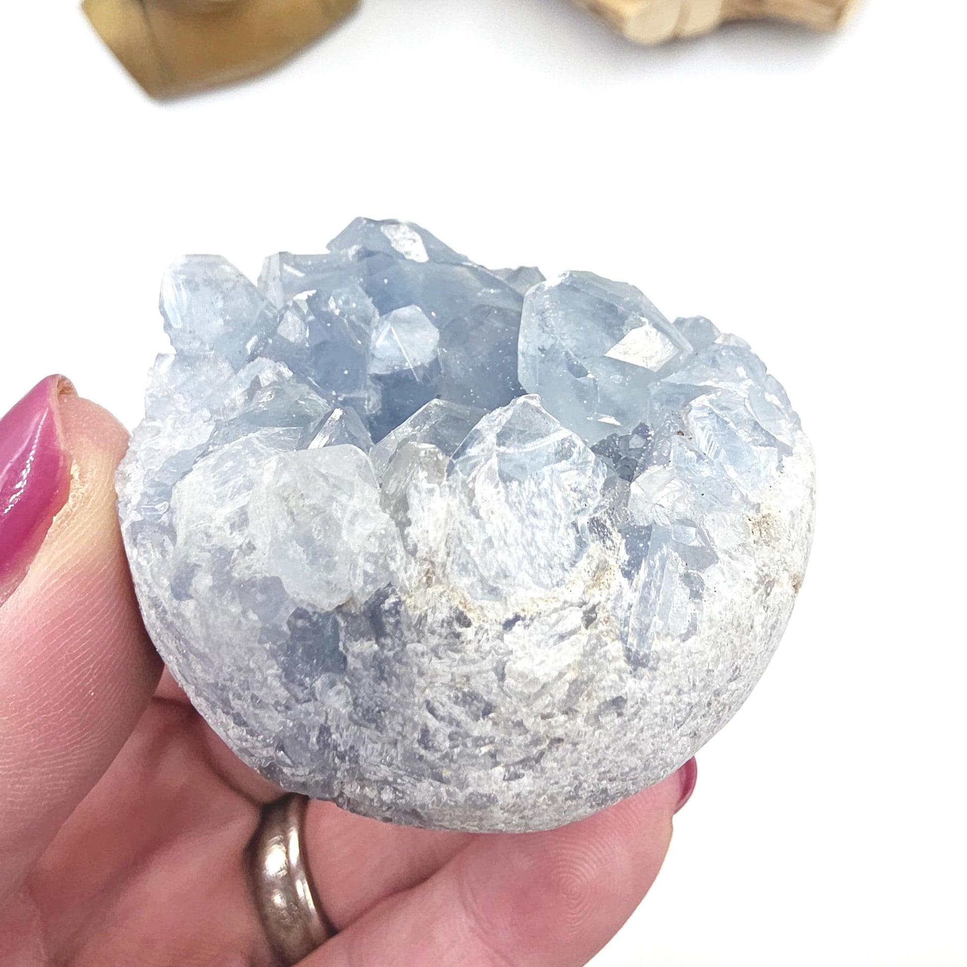 Round Raw Celestite Cluster Specimen – Calm, Spiritual Connection & Crown Chakra Crystal, 300g