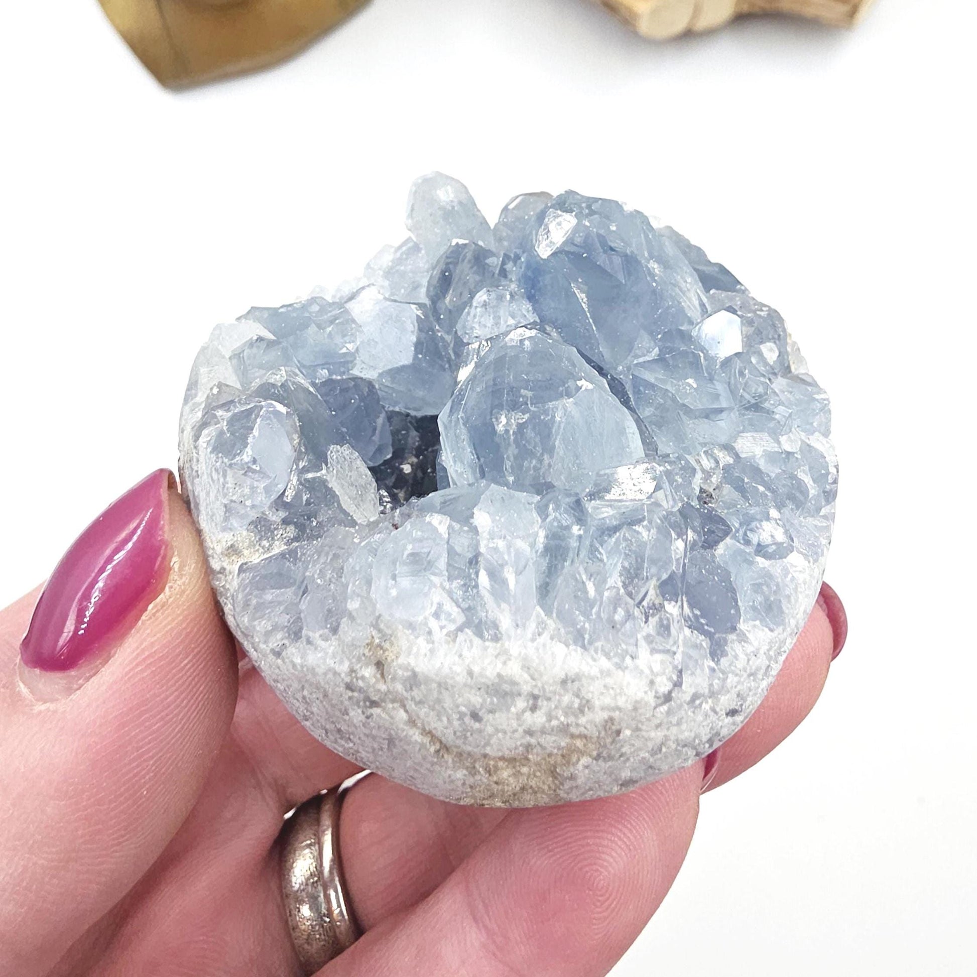 Round Raw Celestite Cluster Specimen – Calm, Spiritual Connection & Crown Chakra Crystal, 300g