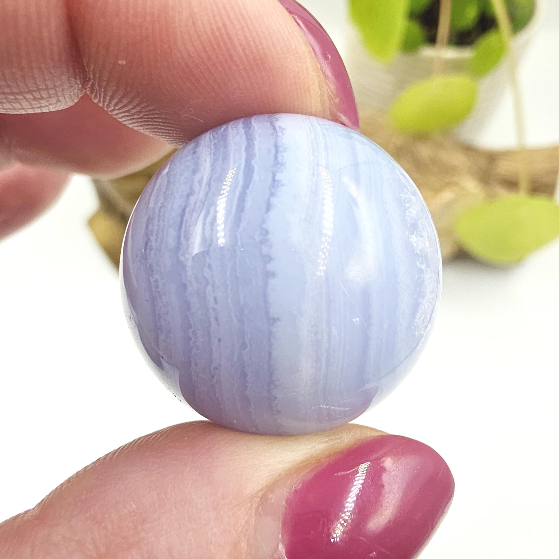 High Grade Blue Lace Agate Sphere – Calm Communication, Emotional Peace & Soothing Energy Crystal, 28mm