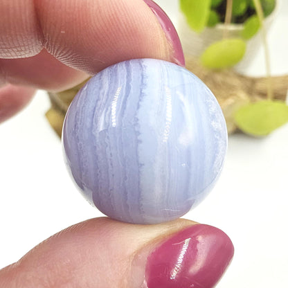 High Grade Blue Lace Agate Sphere – Calm Communication, Emotional Peace & Soothing Energy Crystal, 28mm