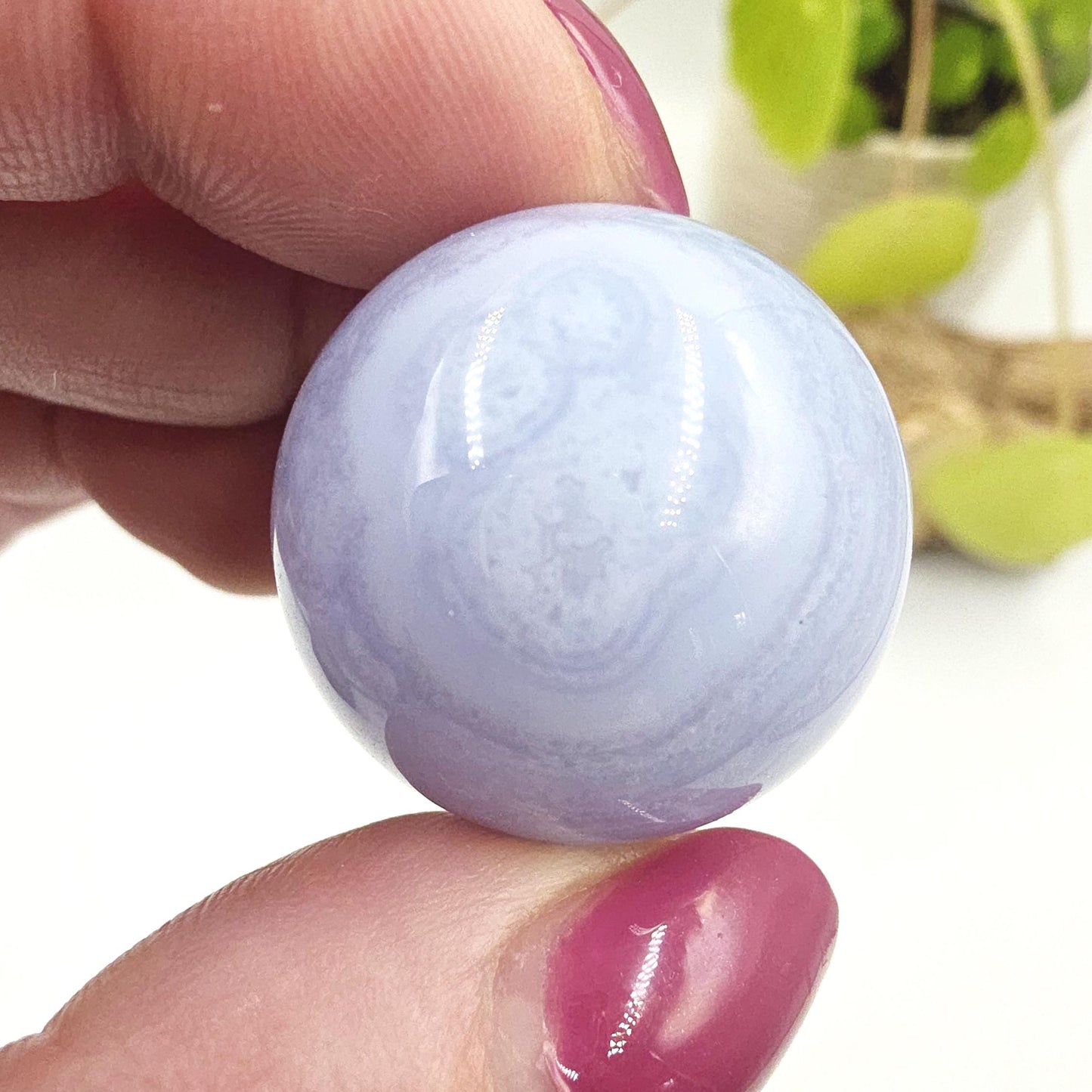 High Grade Blue Lace Agate Sphere – Calm Communication, Emotional Peace & Soothing Energy Crystal, 28mm