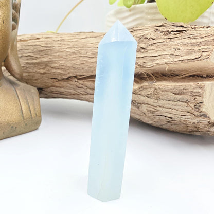 Aquamarine Tower - Calming & Communication Throat Chakra Healing Crystal Point - 7cm