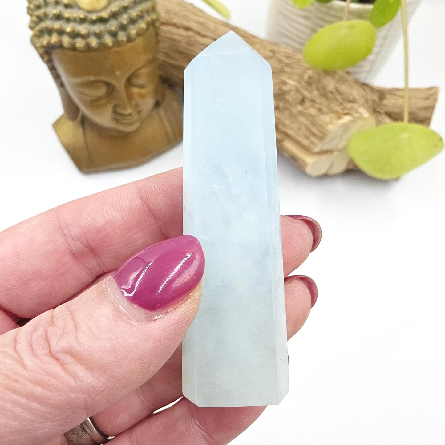 Aquamarine Tower - Calming & Communication Throat Chakra Healing Crystal Point - 7cm
