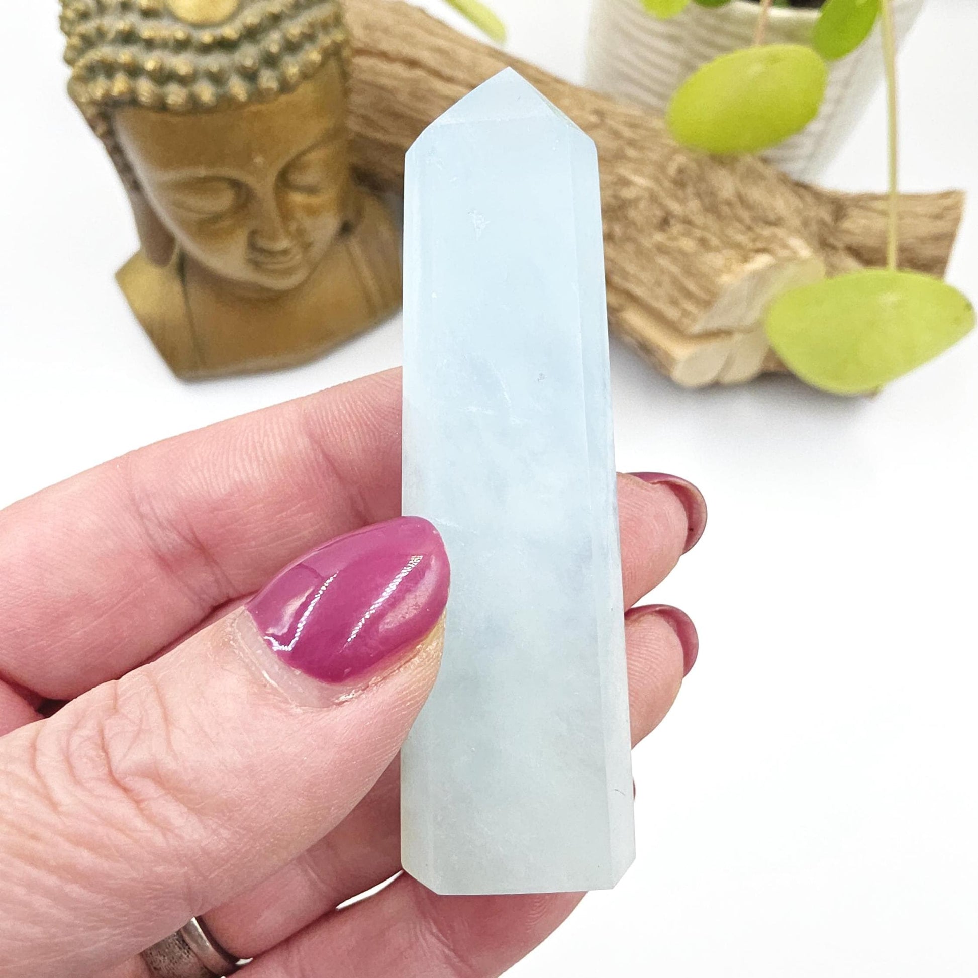 Aquamarine Tower - Calming & Communication Throat Chakra Healing Crystal Point - 7cm