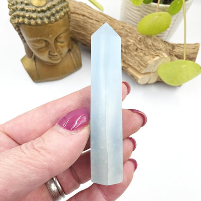 Aquamarine Tower - Calming & Communication Throat Chakra Healing Crystal Point - 7cm