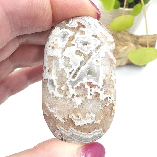 Sparkly Mexican Crazy Lace Agate Palm Stone - Joy, Positivity & Protection Healing Crystal, 90g