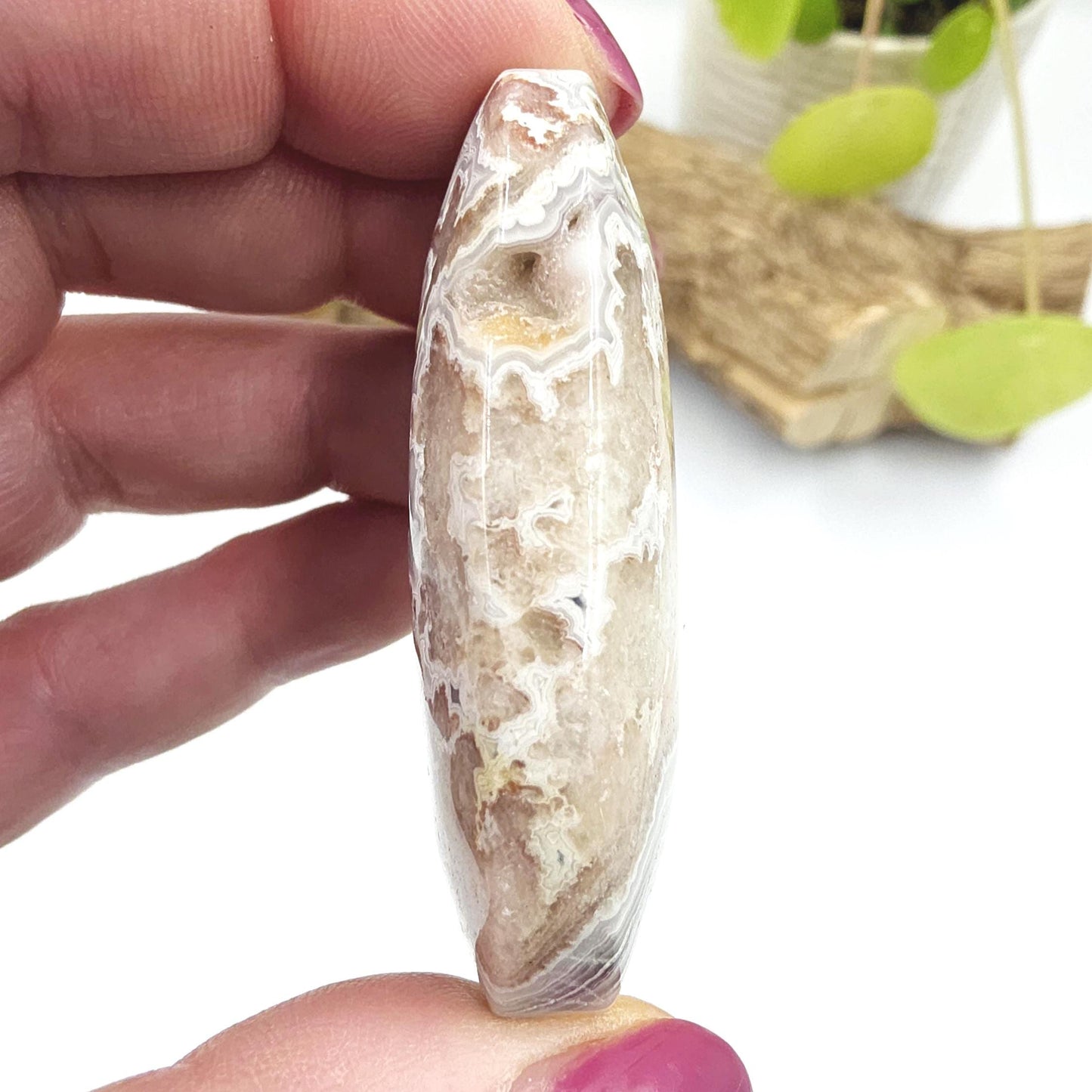 Sparkly Mexican Crazy Lace Agate Palm Stone - Joy, Positivity & Protection Healing Crystal, 90g