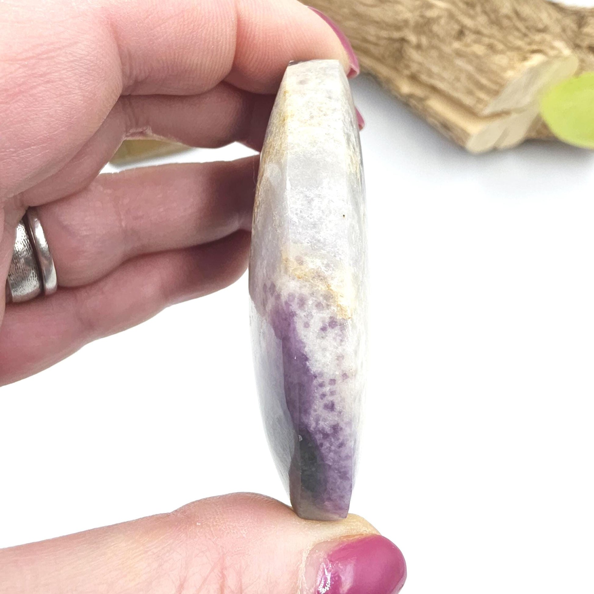Silk Fluorite Palm Stone – Clarity, Calm & Soothing Flow Energy Crystal, 105g