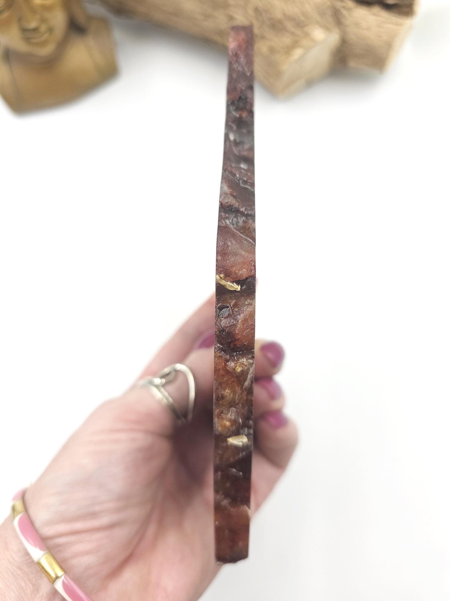 High Grade Fire Quartz Slice Slab – Hematoid Quartz for Grounding, Clarity & Balanced Energy, 295g