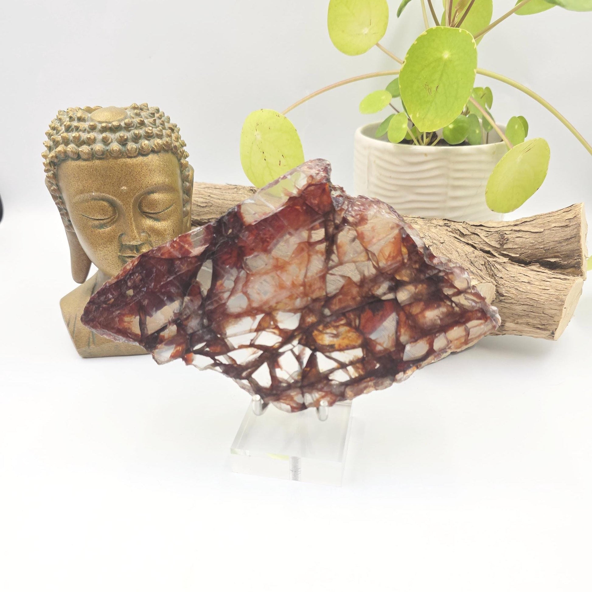 High Grade Fire Quartz Slice Slab – Hematoid Quartz for Grounding, Clarity & Balanced Energy, 295g