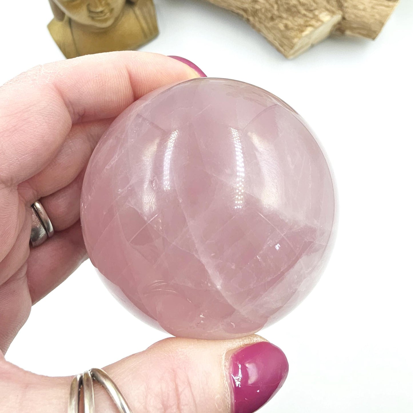 Lavender Rose Quartz Sphere – Self Love, Calm & Soothing Healing Crystal, 67mm