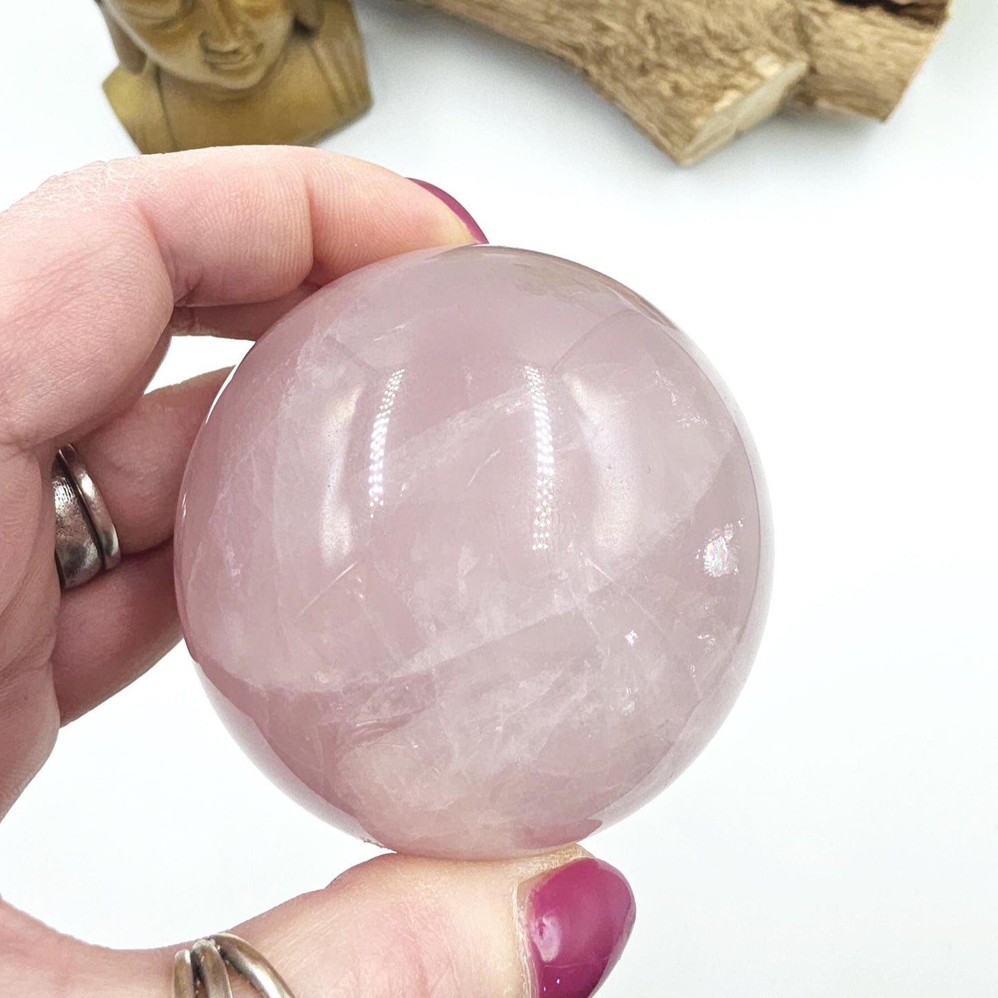 Lavender Rose Quartz Sphere – Self Love, Calm & Soothing Healing Crystal, 67mm