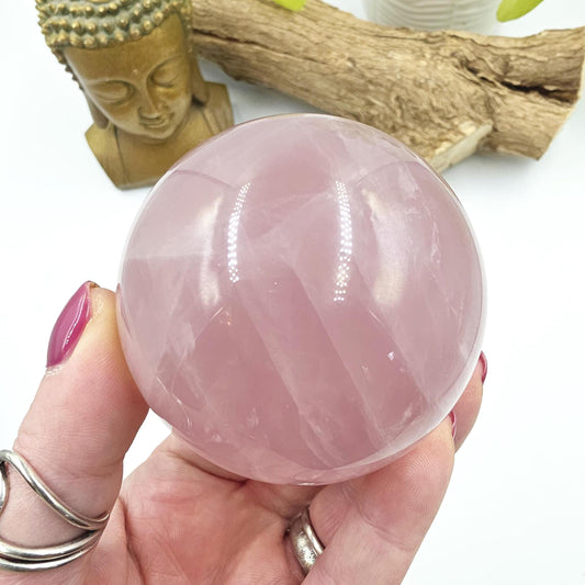 Lavender Rose Quartz Sphere – Self Love, Calm & Soothing Healing Crystal, 67mm