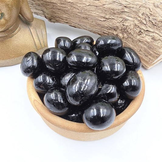 Black Tourmaline Tumble Stones – Protection, Grounding & Energy Shielding Crystal, 2-3cm