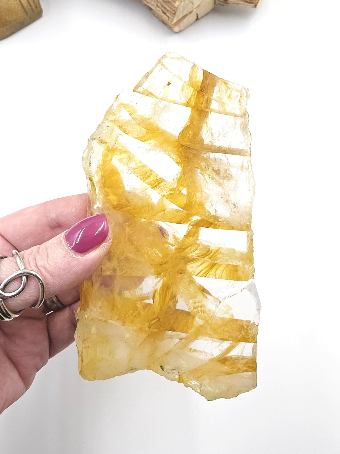 High Grade Golden Healer Slice Slab – Healing, Balance & High Vibrational Quartz Crystal, 290g