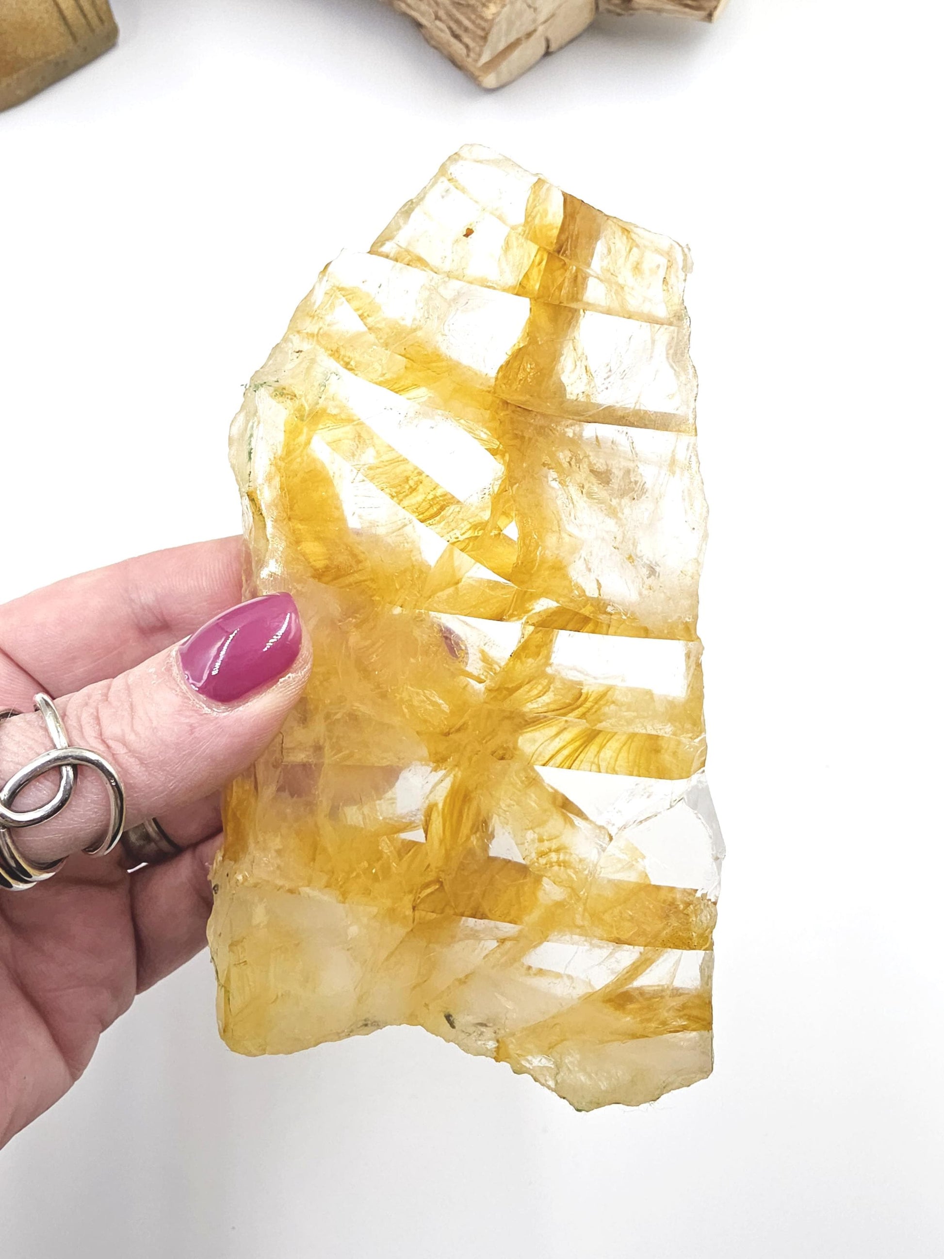 High Grade Golden Healer Slice Slab – Healing, Balance & High Vibrational Quartz Crystal, 290g