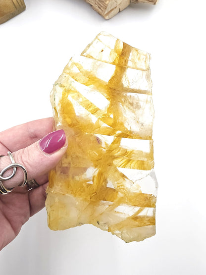 High Grade Golden Healer Slice Slab – Healing, Balance & High Vibrational Quartz Crystal, 290g