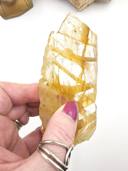 High Grade Golden Healer Slice Slab – Healing, Balance & High Vibrational Quartz Crystal, 290g