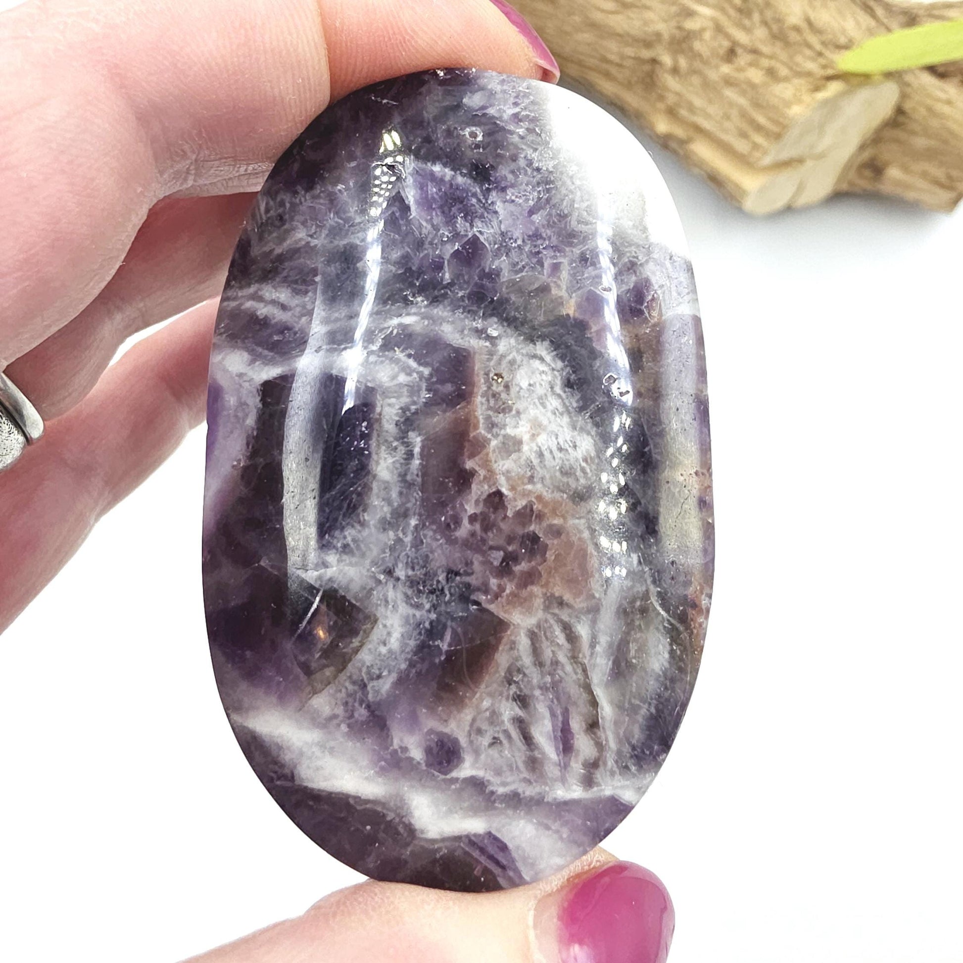 Dream Amethyst Palm Stone - Intuition & Spiritual Protection Crystal, 110g