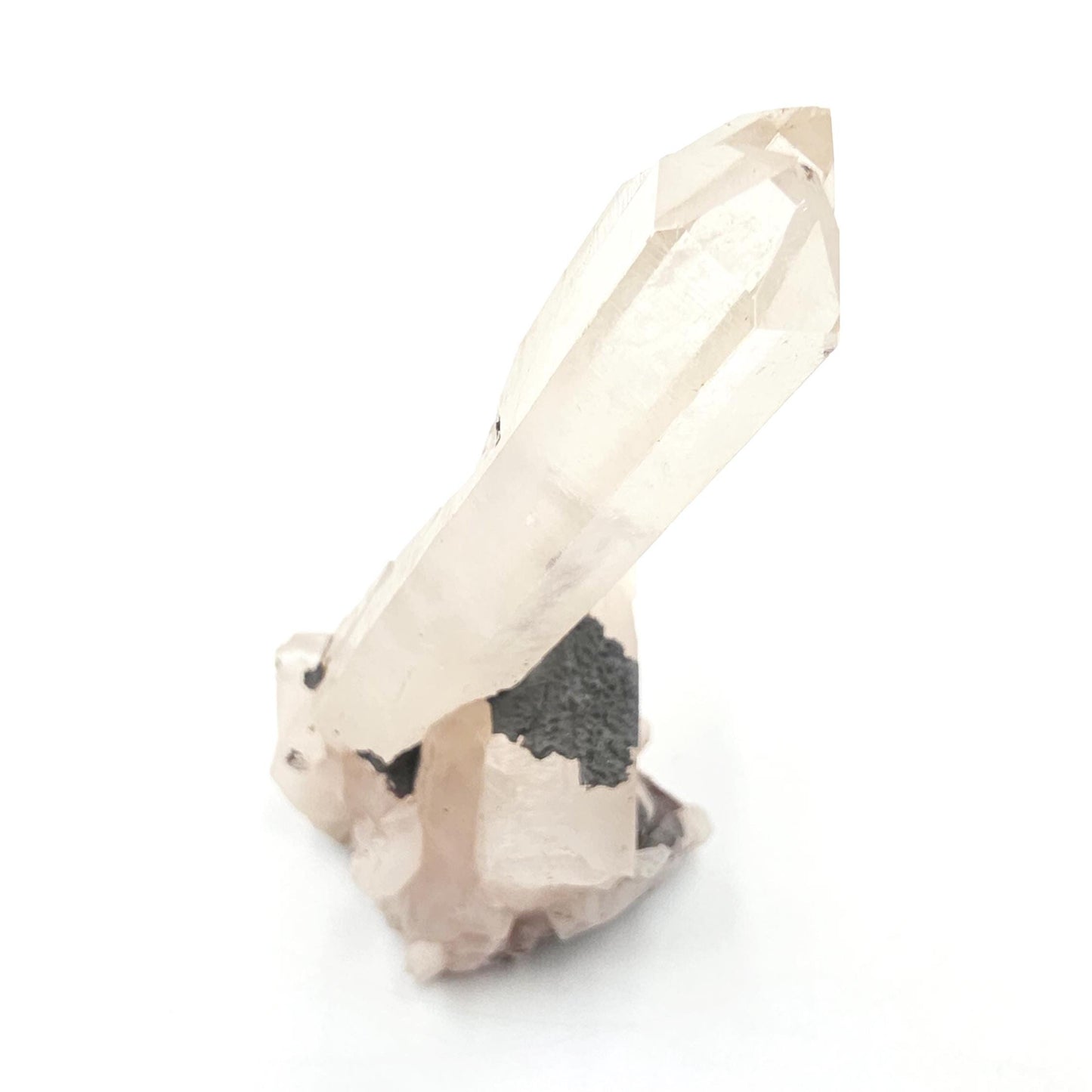 Twin Clear Quartz and Hematite Cluster Specimen - Grounding & Amplifying Healing Raw Crystal, 60g