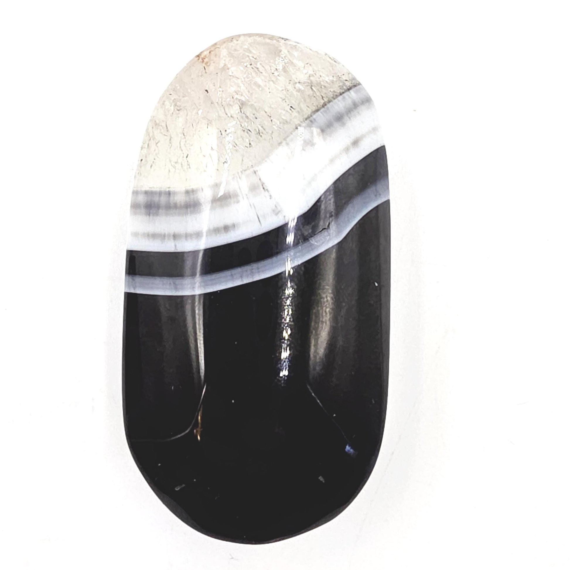 Banded Black Agate Palm Stone – Protection, Stability & Grounding Support Crystal, 95g
