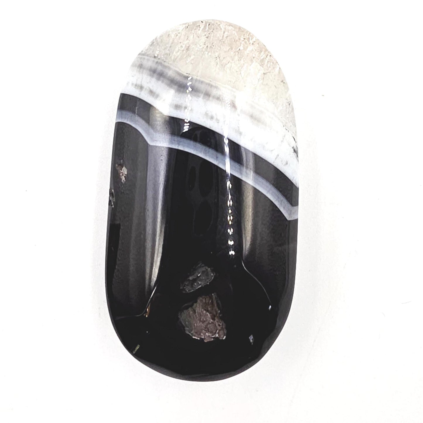 Banded Black Agate Palm Stone – Protection, Stability & Grounding Support Crystal, 95g