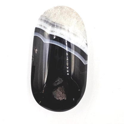 Banded Black Agate Palm Stone – Protection, Stability & Grounding Support Crystal, 95g