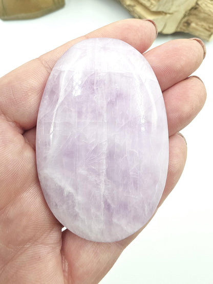 Flashy Kunzite Crystal Palm Stone - Heart Chakra & Emotional Healing Crystal, 60g