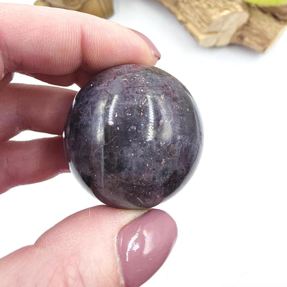 Blood Shot Iolite Sphere – Intuition, Strength & Third Eye and Root Chakra Crystal, 37mm