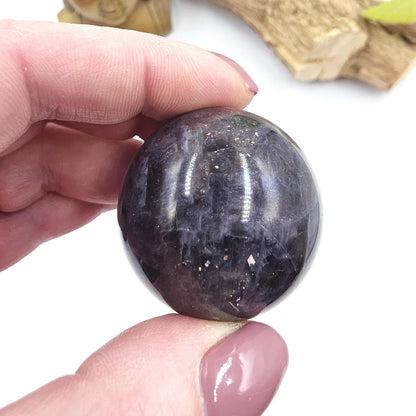 Blood Shot Iolite Sphere – Intuition, Strength & Third Eye and Root Chakra Crystal, 37mm