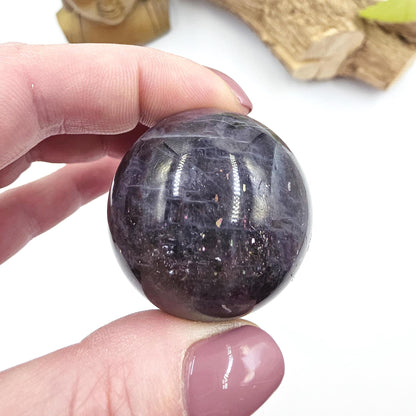 Blood Shot Iolite Sphere – Intuition, Strength & Third Eye and Root Chakra Crystal, 37mm