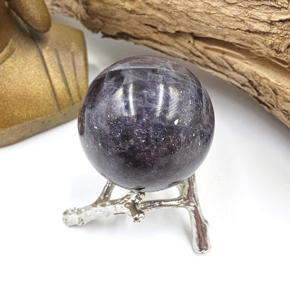 Blood Shot Iolite Sphere – Intuition, Strength & Third Eye and Root Chakra Crystal, 37mm