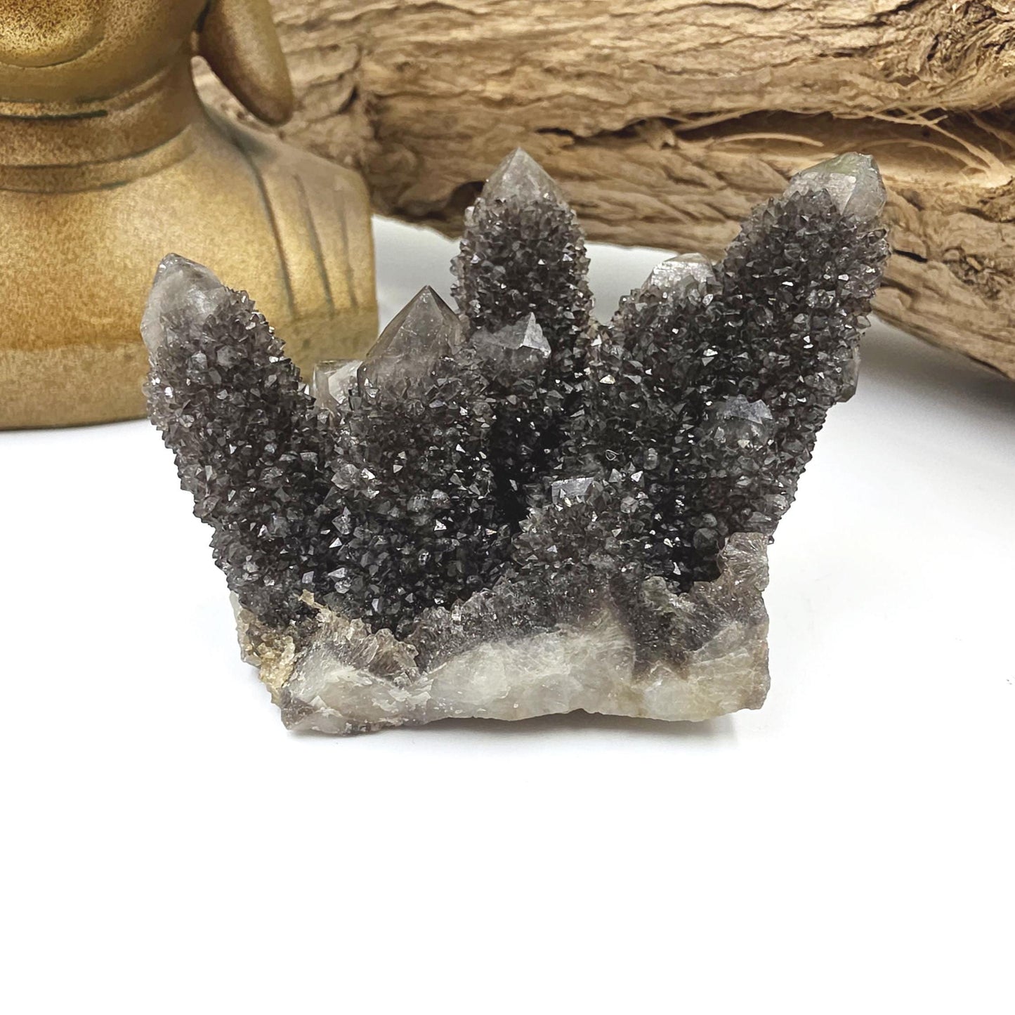 Rare Black Spirit Quartz Cluster Specimen – Protection, Spiritual Growth & High Vibration Crystal, 105g