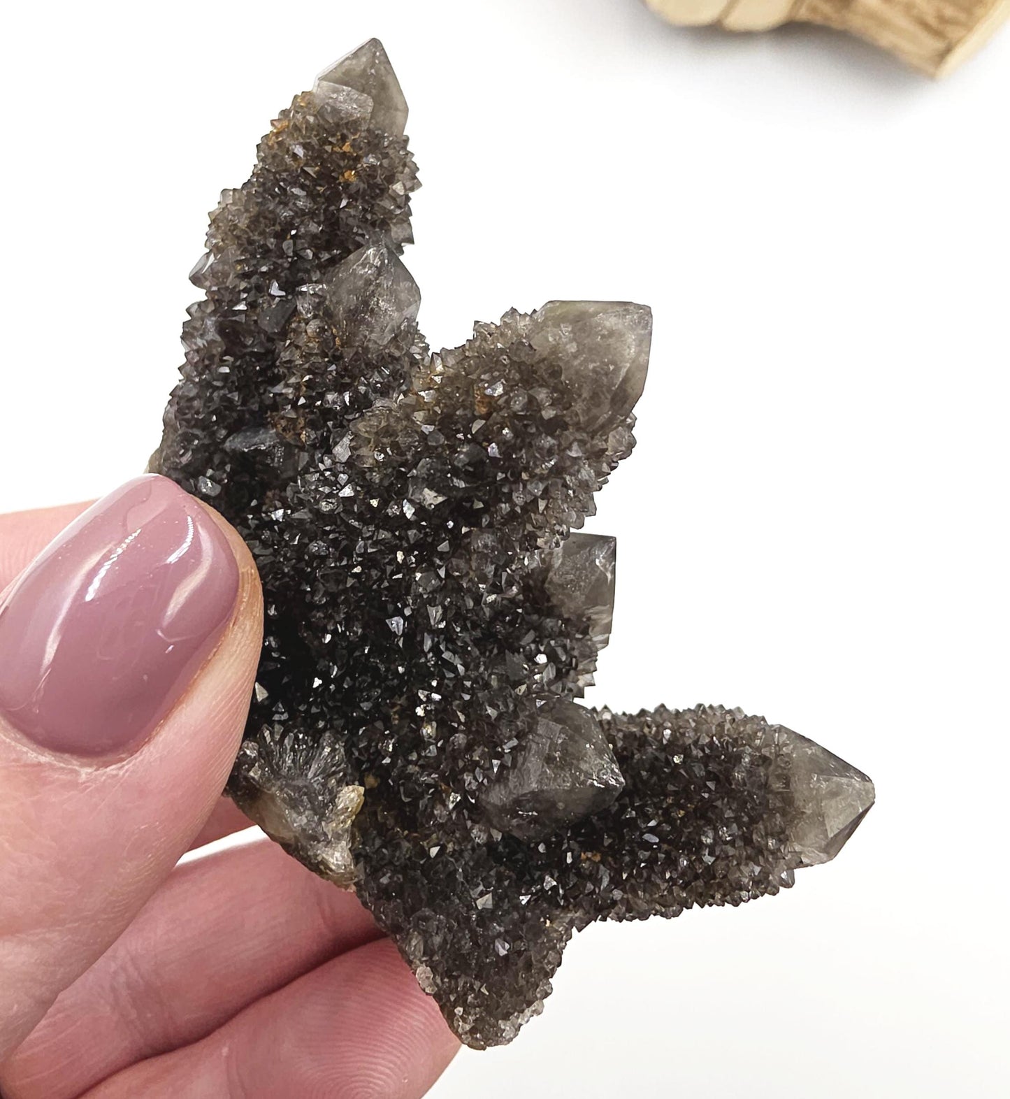 Rare Black Spirit Quartz Cluster Specimen – Protection, Spiritual Growth & High Vibration Crystal, 105g