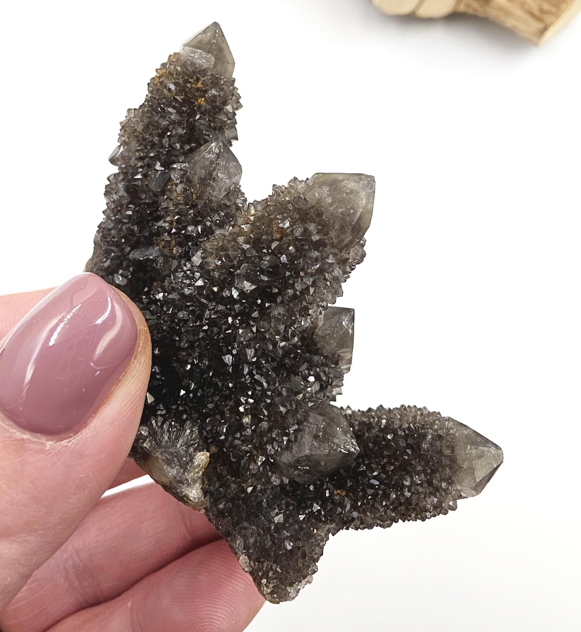 Rare Black Spirit Quartz Cluster Specimen – Protection, Spiritual Growth & High Vibration Crystal, 105g
