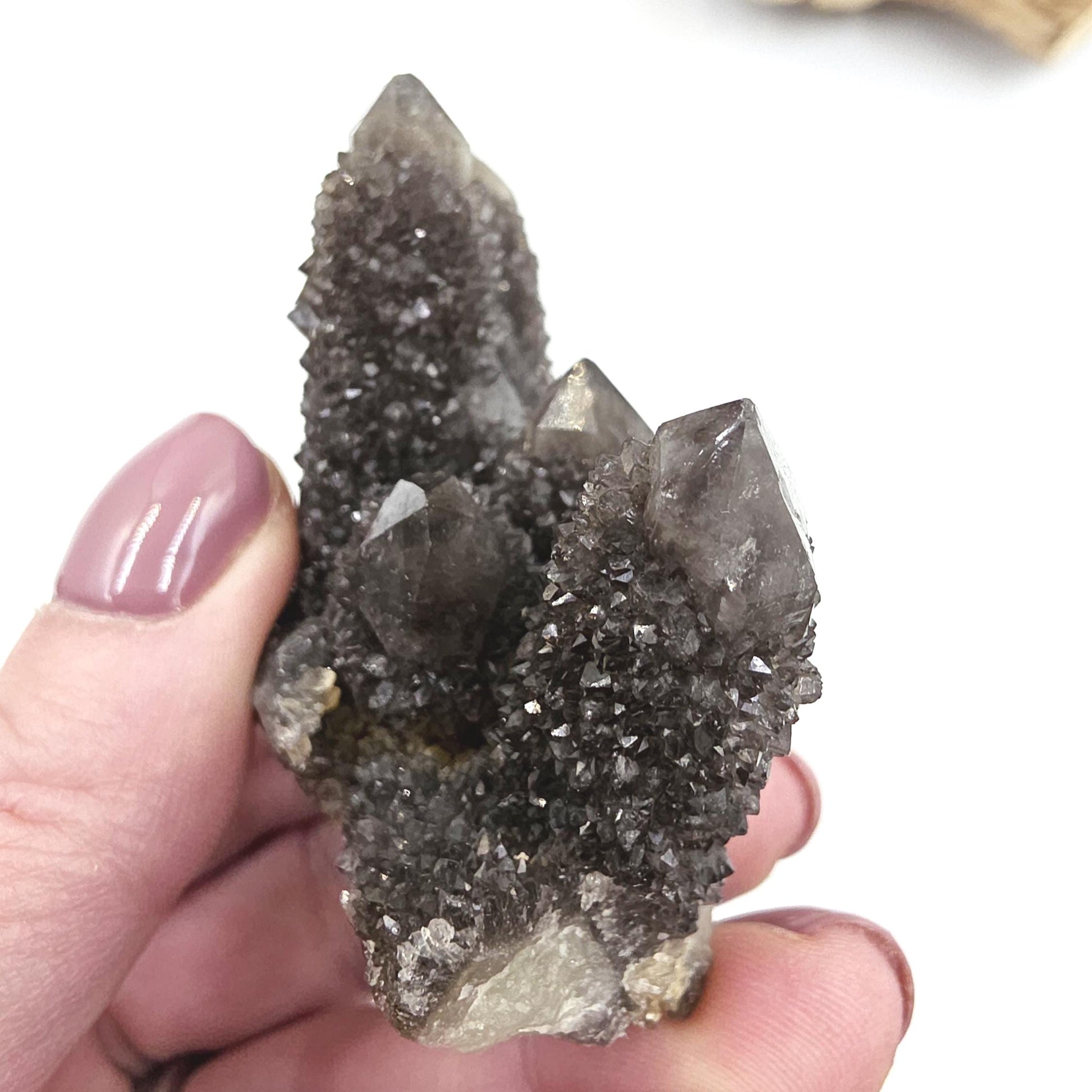 Rare Black Spirit Quartz Cluster Specimen – Protection, Spiritual Growth & High Vibration Crystal, 105g