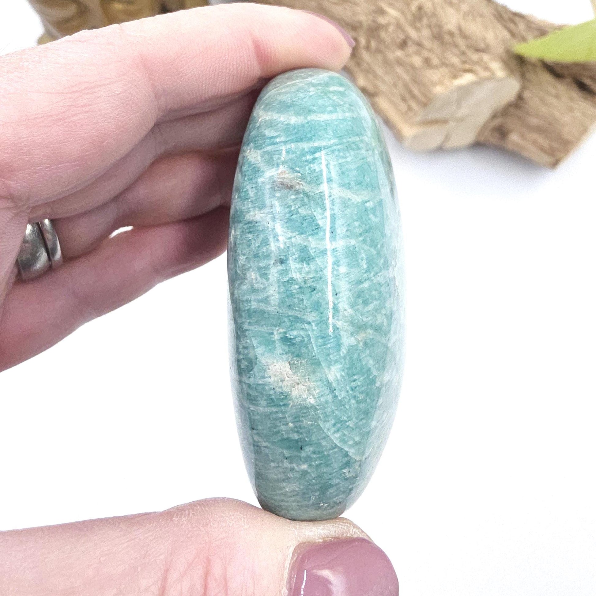 Large Amazonite Palm Stone – Calm, Communication & Emotional Healing Crystal, 160g