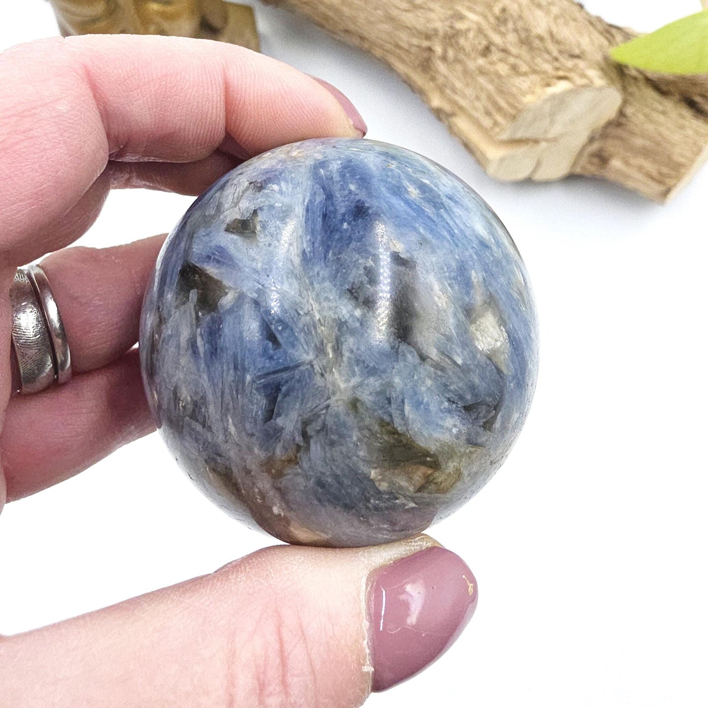 Flashy Kyanite Sphere – Alignment, Clarity & Throat Chakra Crystal, 56mm