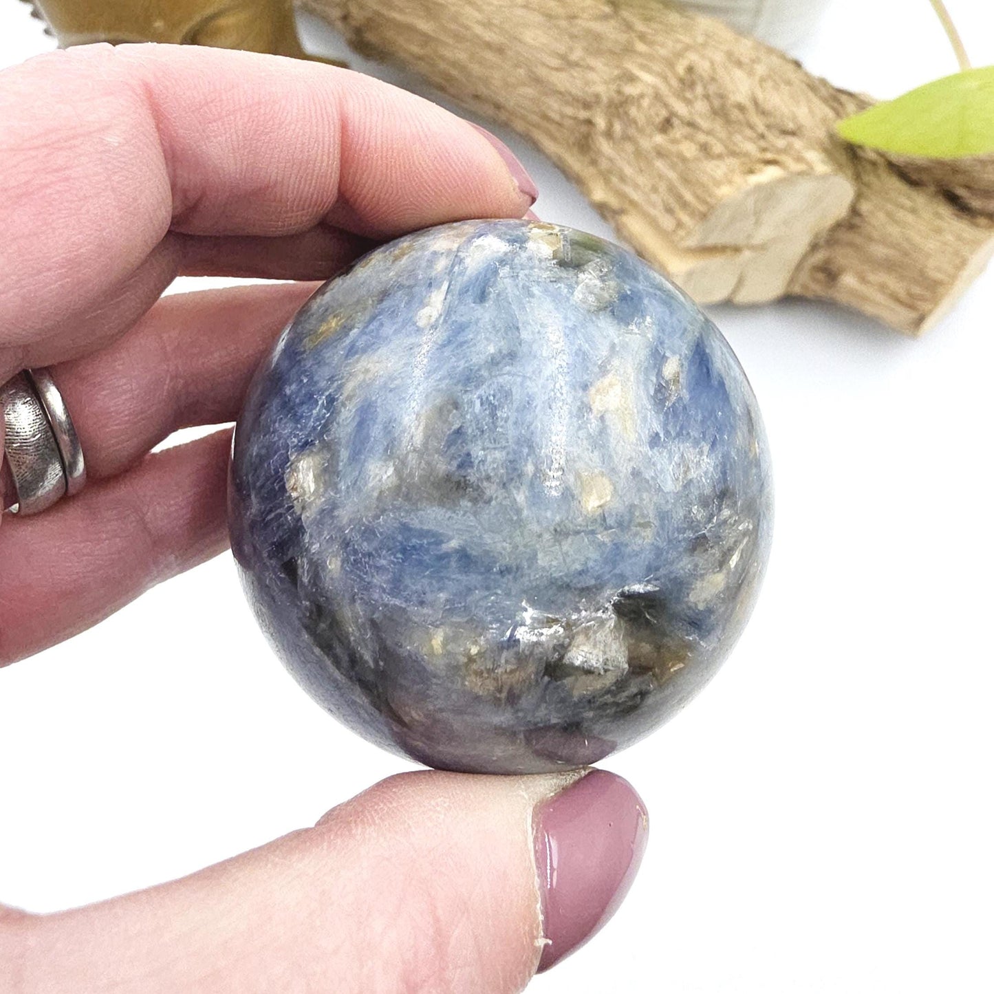 Flashy Kyanite Sphere – Alignment, Clarity & Throat Chakra Crystal, 56mm